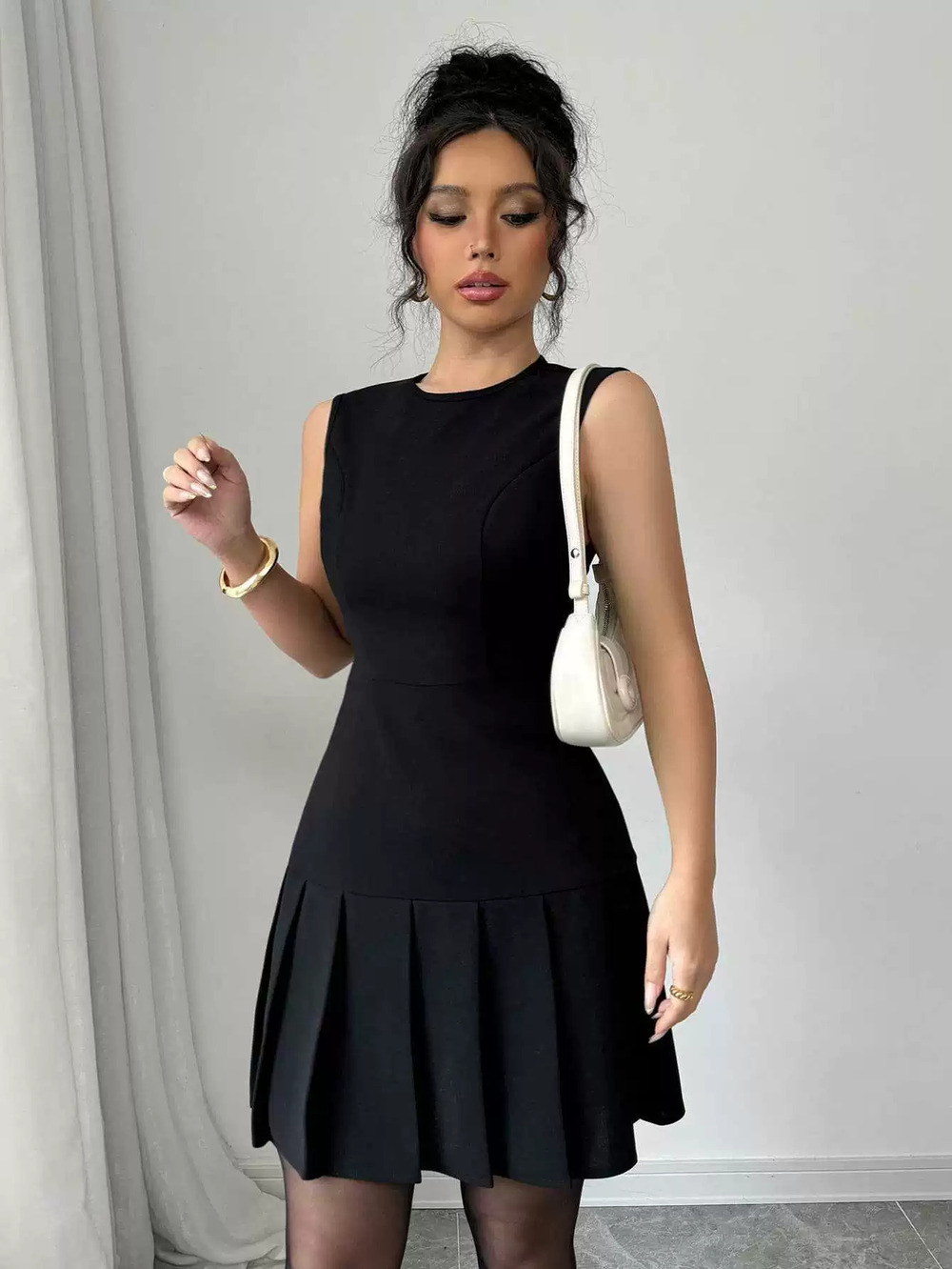 ZARA Womens Casual Sleeveless Elegant Solid Ruffled Dress Direct Supply